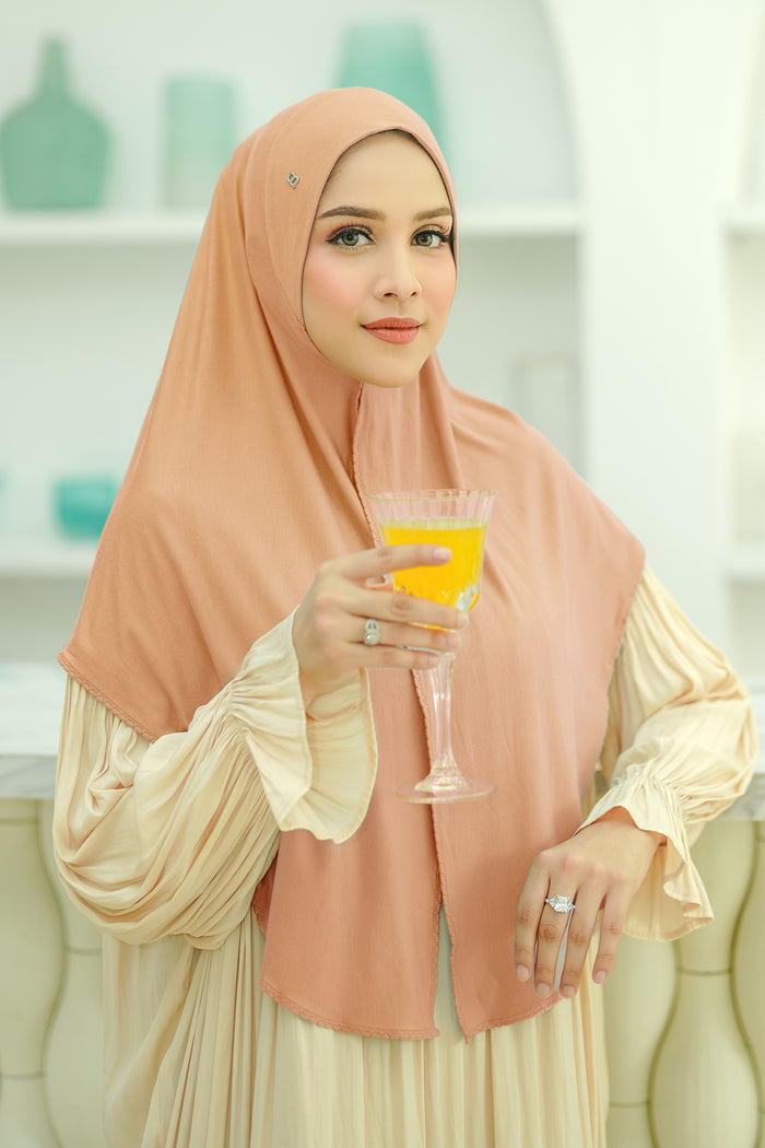 everyday jersey slip-on scarf in peach by buttonscarves