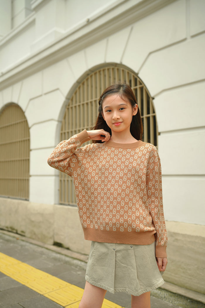 Everyday Kids Monogram Sweater - Chestnut