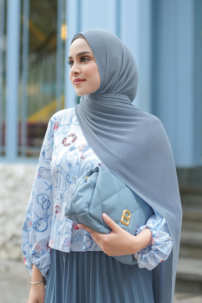 Everyday Pleated Shawl - Ashley Blue