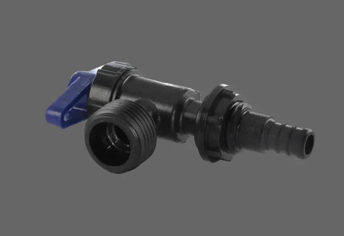 Black Plastic Flair-It EcoPoly 29887 Washing Machine Valve Blue Handle - Angled View | United RV Parts