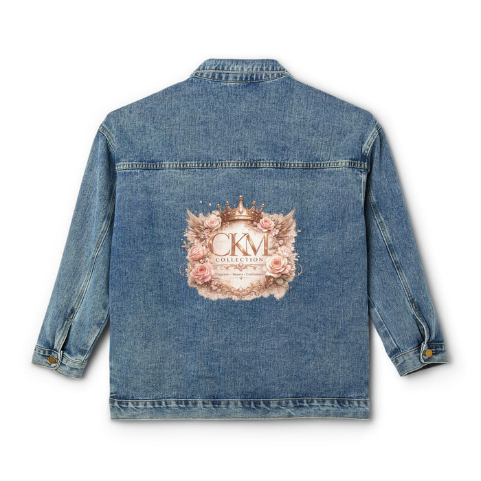 Floral Crown Roses Back Print Women Denim Jacket