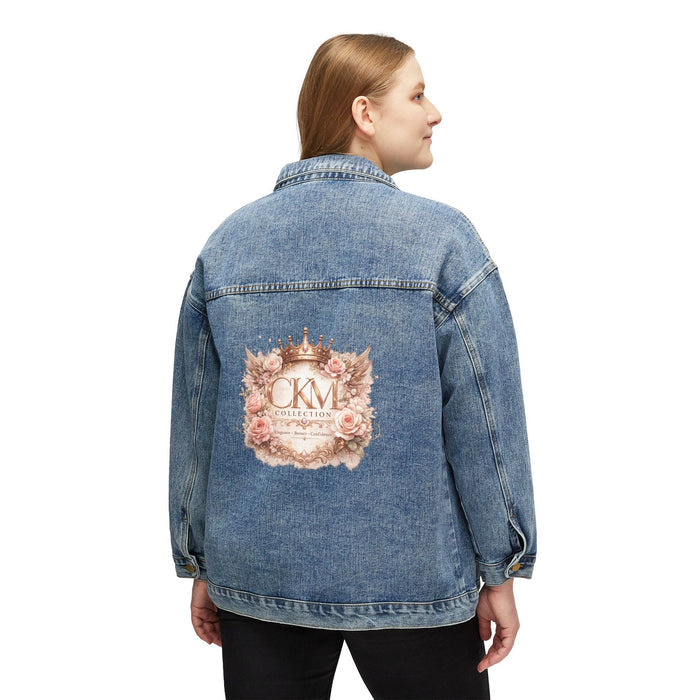 Floral Crown Roses Back Print Women Denim Jacket