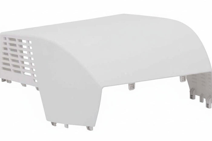 White Furrion Chill Cube 18K RV Air Conditioner Shroud - Angled View with Vent Grille | United RV Parts