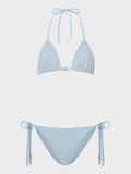 Gina Beaded Bikini - Metallic Ice Blue