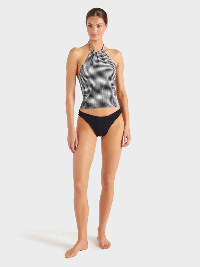 Gingham Seersucker Halter Top - Black Gingham