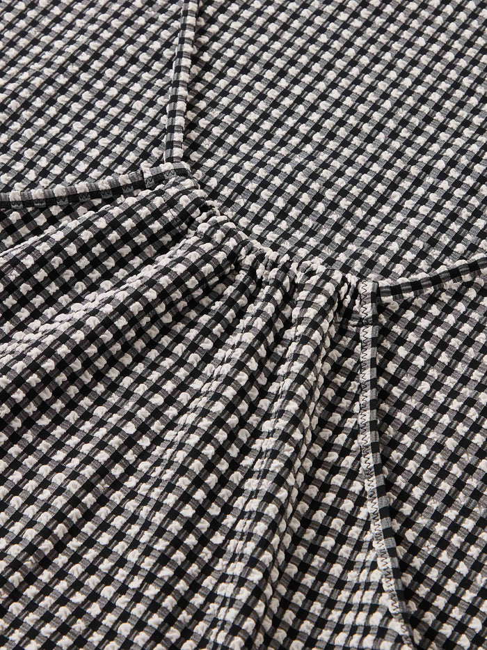 Gingham Seersucker Halter Top - Black Gingham