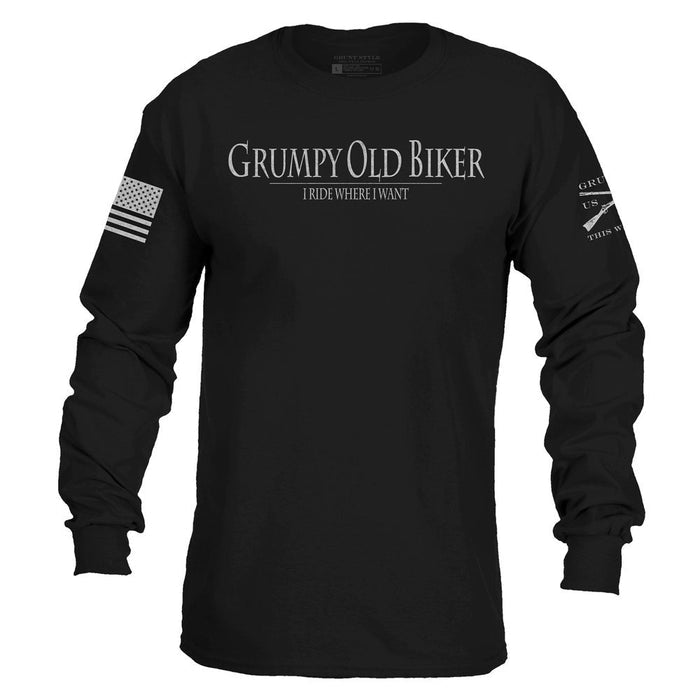 Grunt Style Grumpy Old Biker Long Sleeve - Black ls tees
