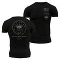 Navy blue t-shirt with U.S. Air Force logo and airplane designs on a white background