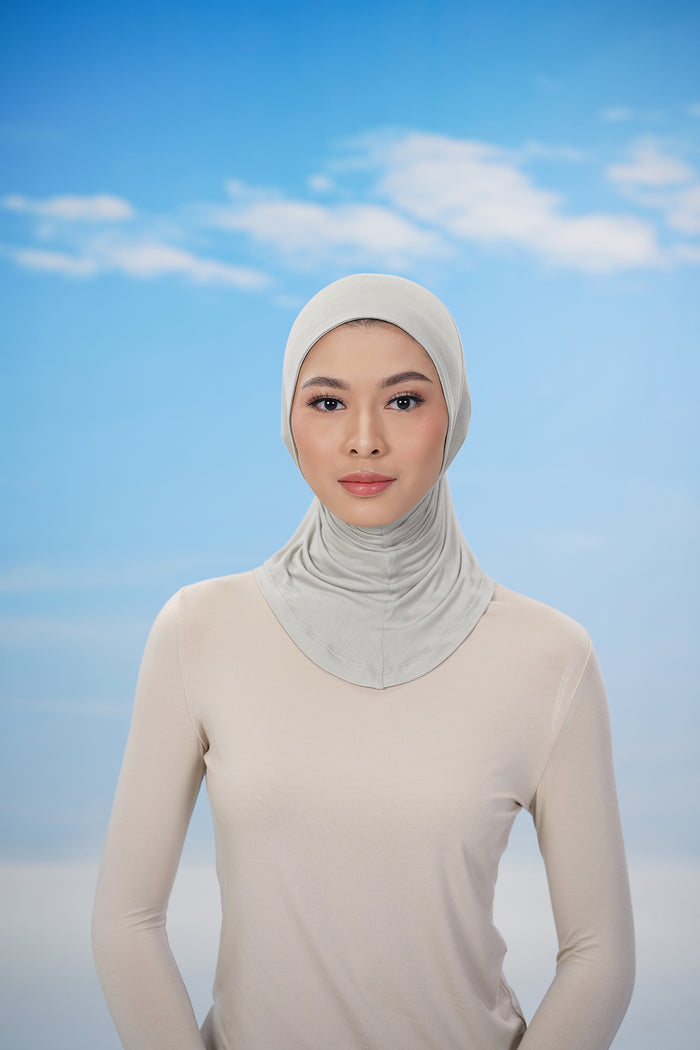 ninja inner in taupe by buttonscarves front view