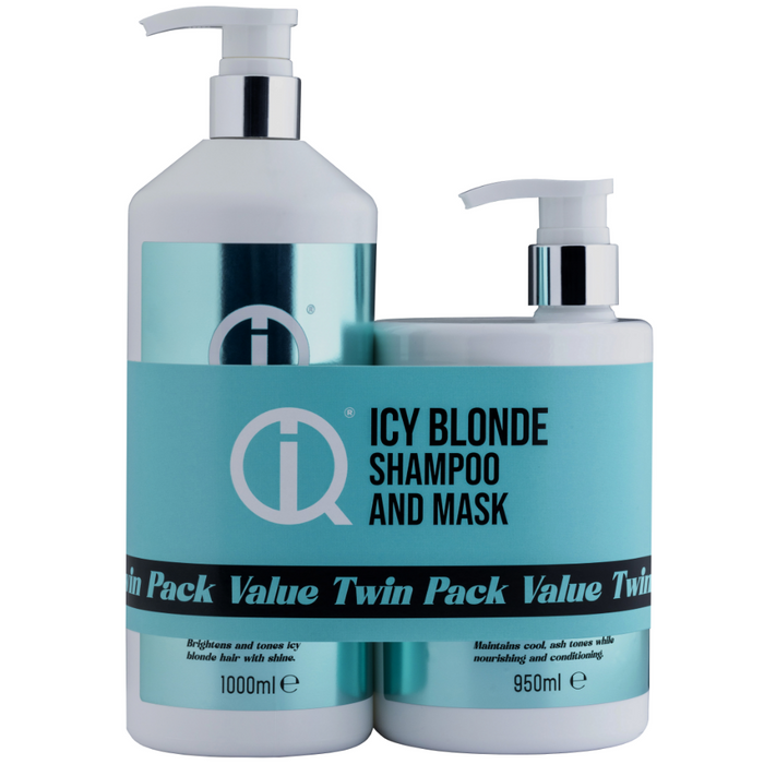 IQ Intelligent Haircare Icy Blonde Shampoo 1000ml & Mask 950ml Twin