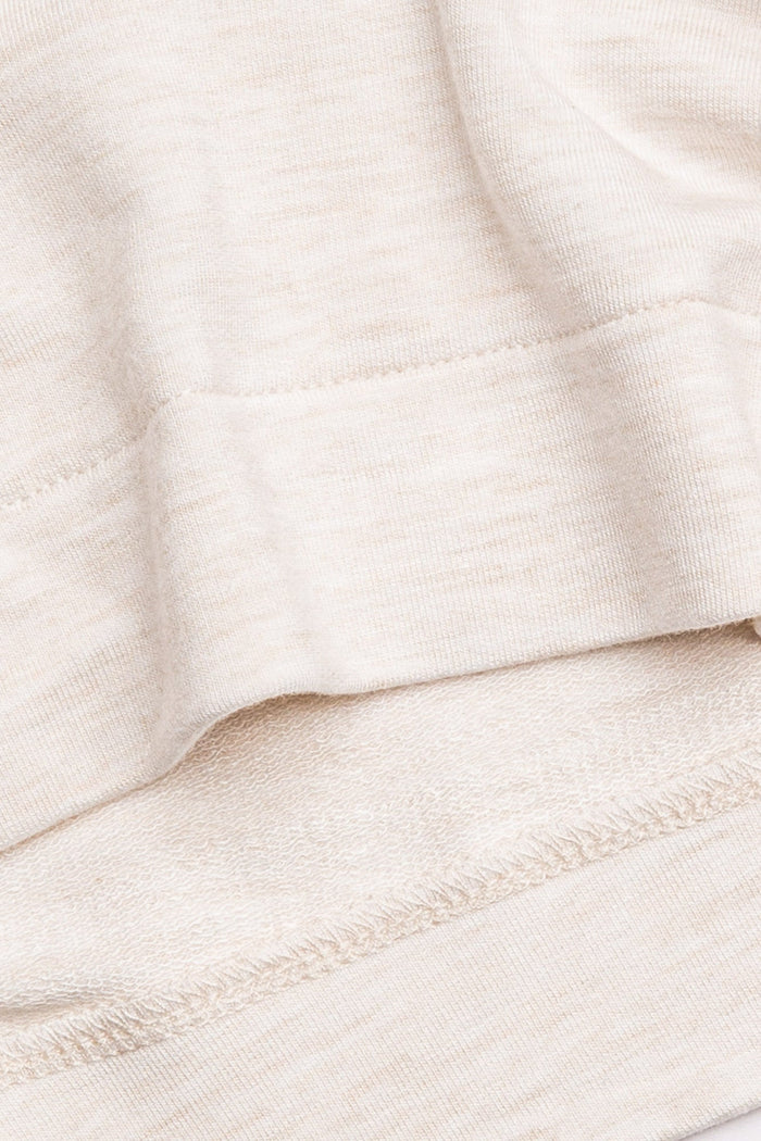 Oatmeal mini terry pajama pants with side slit, tie waistband, and pockets. (7122608390244)