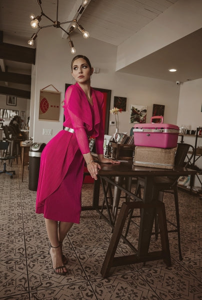 Journey Plissé Midi Dress with Jacket D2812