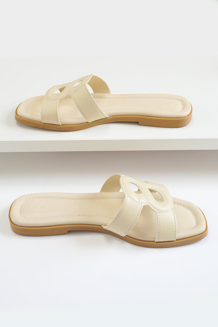 kefi sandal in beige by buttonscarves side view