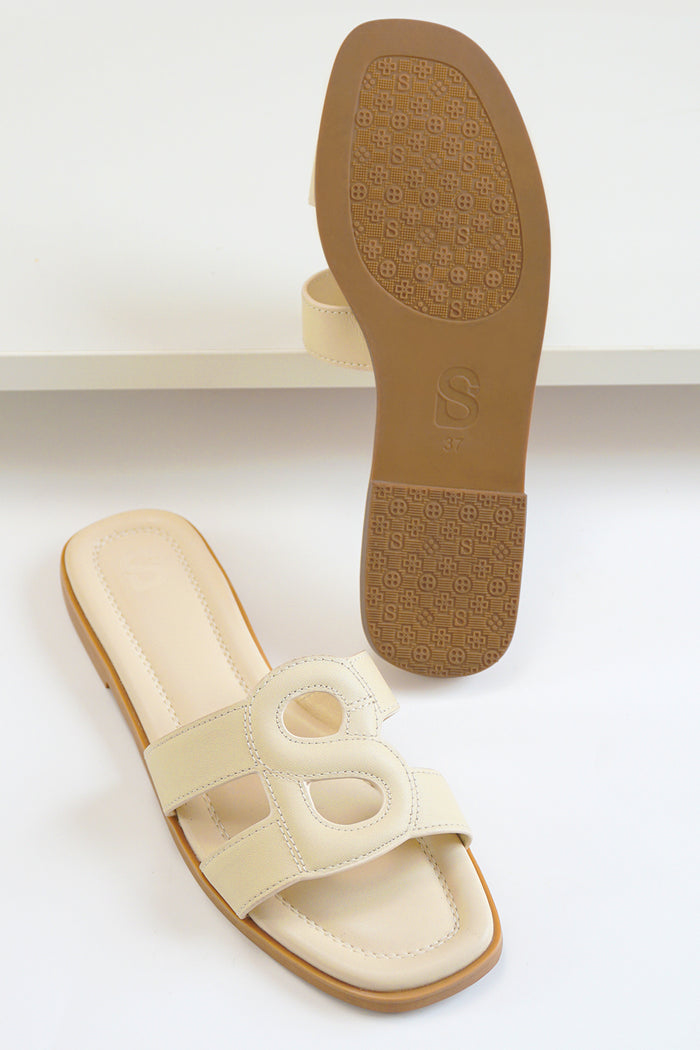 kefi sandal in beige by buttonscarves top and bottom view