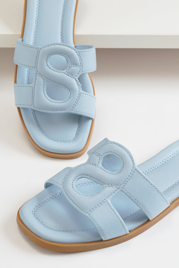 kefi sandal in blue by buttonscarves detail view