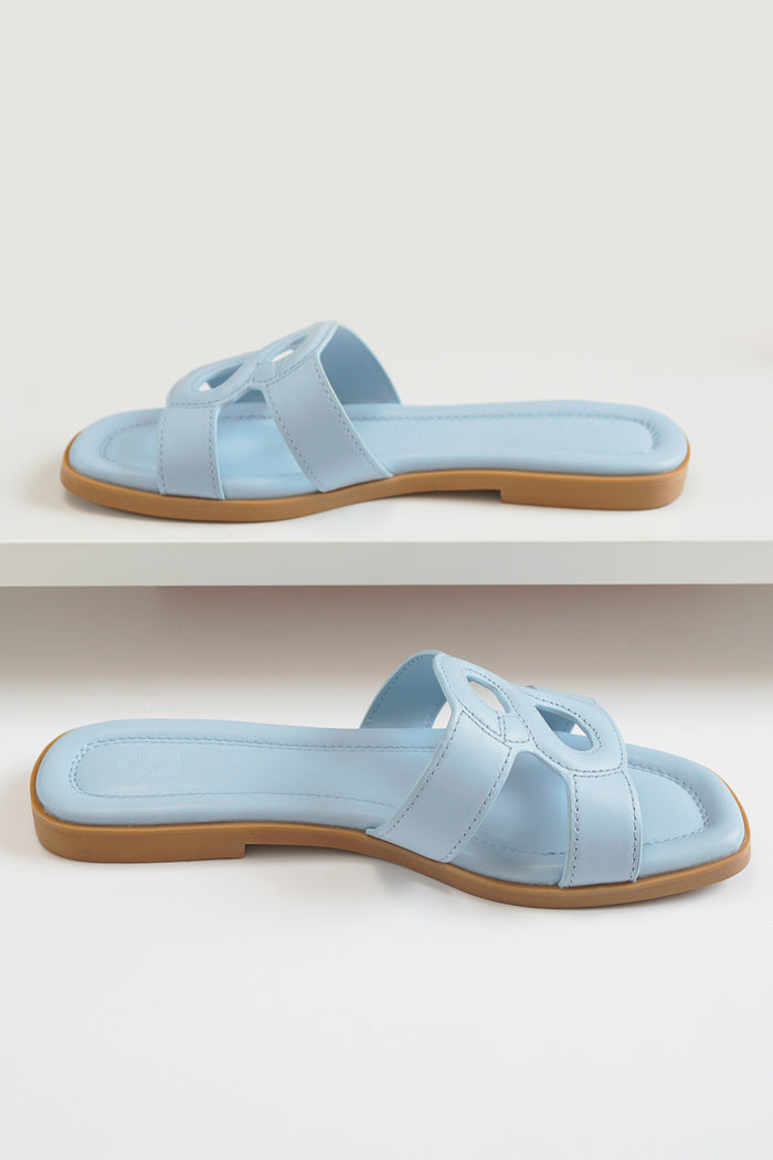 kefi sandal in blue by buttonscarves side view