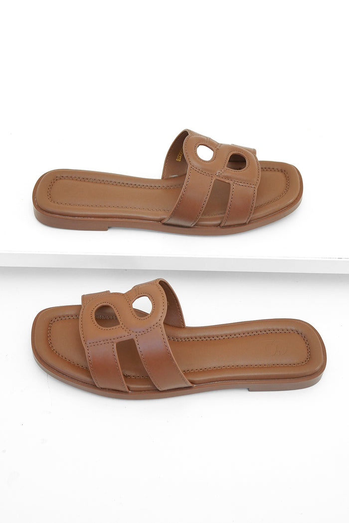 kefi sandal in brown by buttonscarves side view