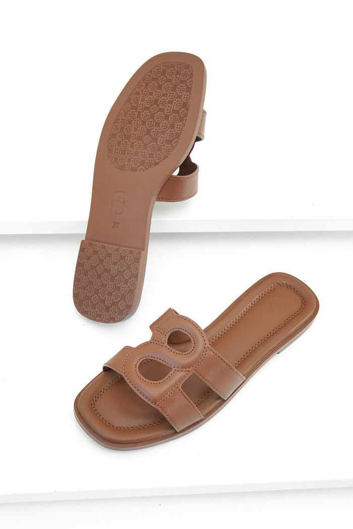 kefi sandal in brown by buttonscarves top and bottom view