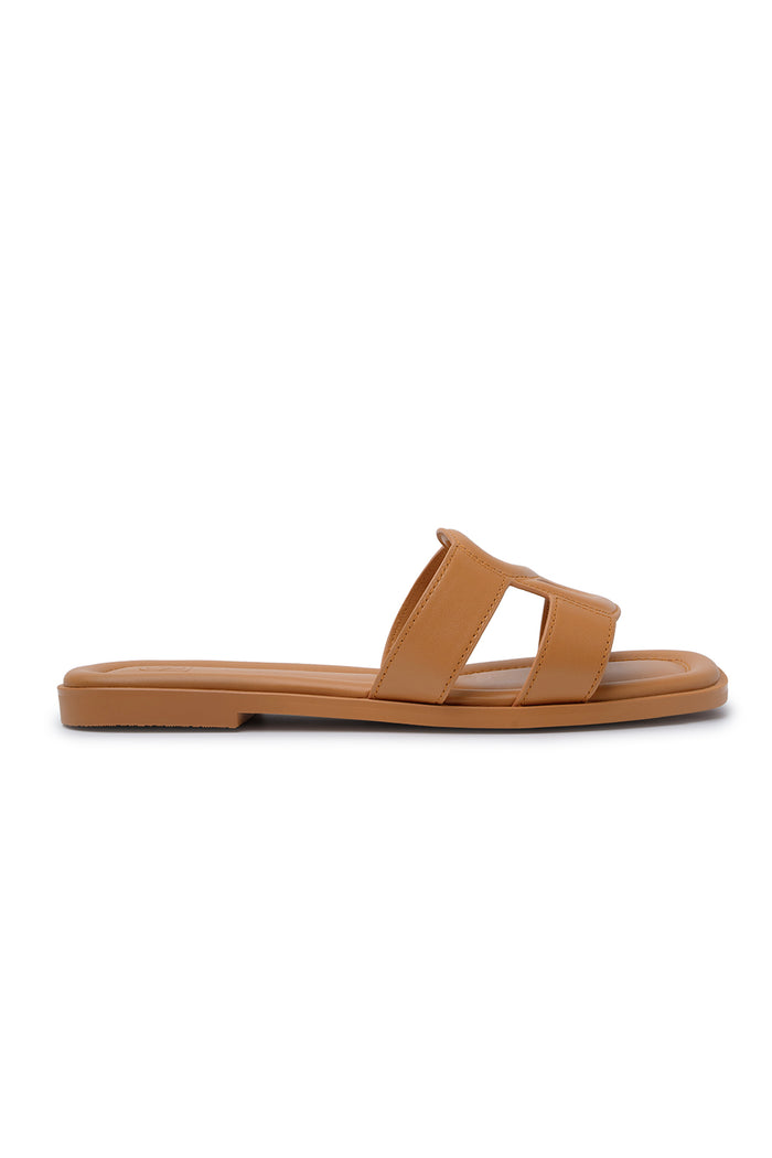 kefi sandal in caramel by buttonscarves side view