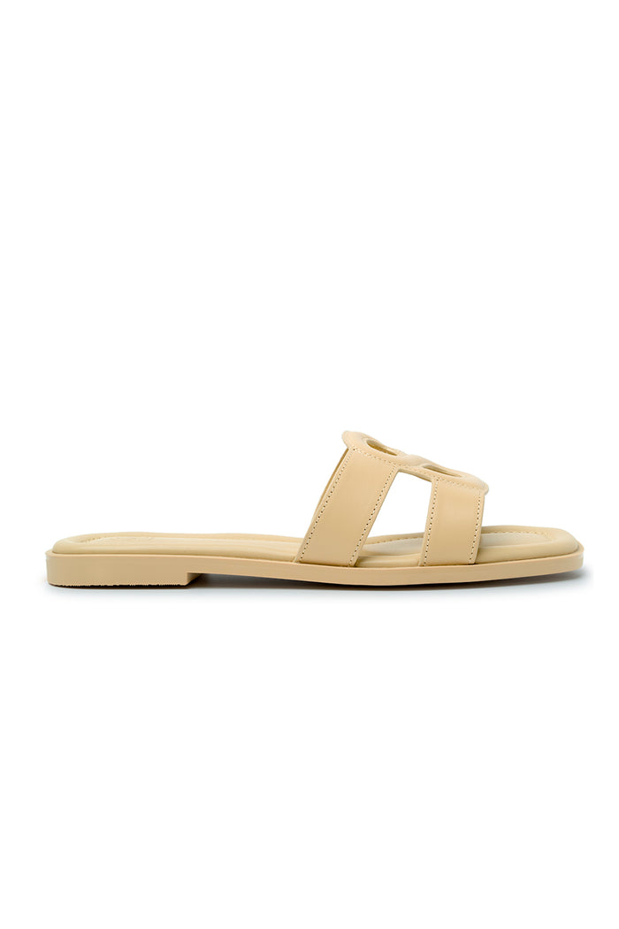 kefi sandal in custard by buttonscarves side view