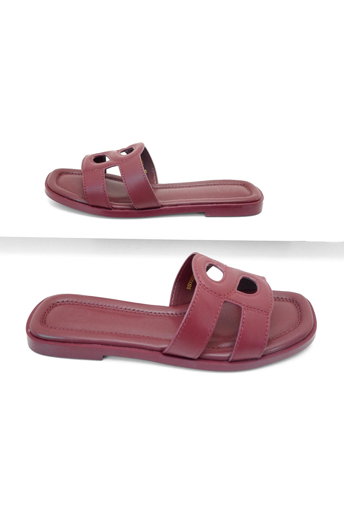 kefi sandal in maroon by buttonscarves side view