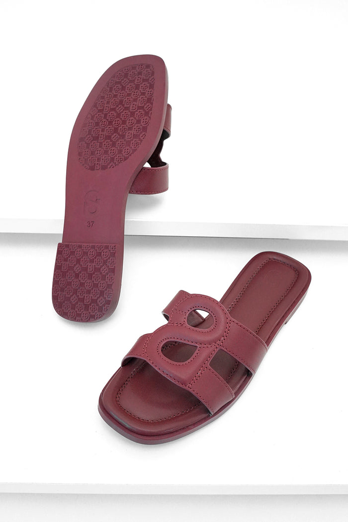 kefi sandal in maroon by buttonscarves top and bottom view