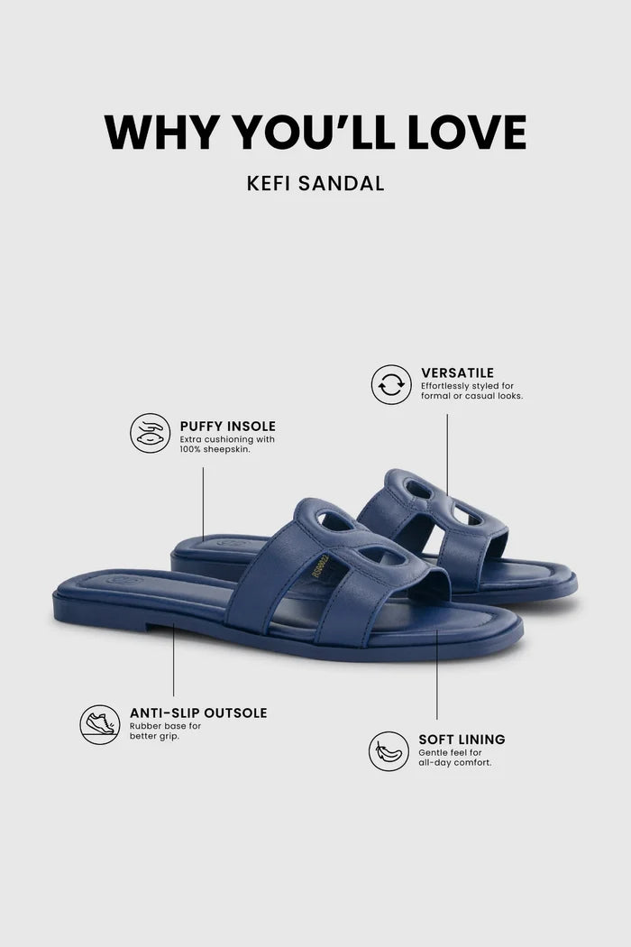 kefi sandal in navy by buttonscarves feature overview
