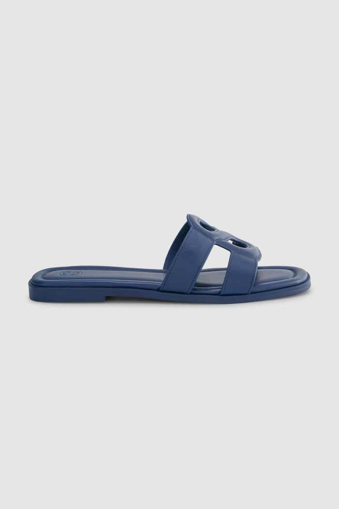 kefi sandal in navy by buttonscarves side view
