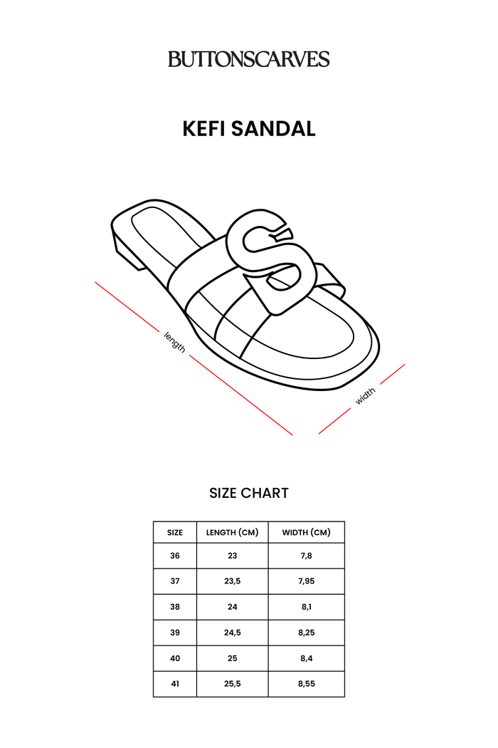 kefi sandal in navy by buttonscarves size chart