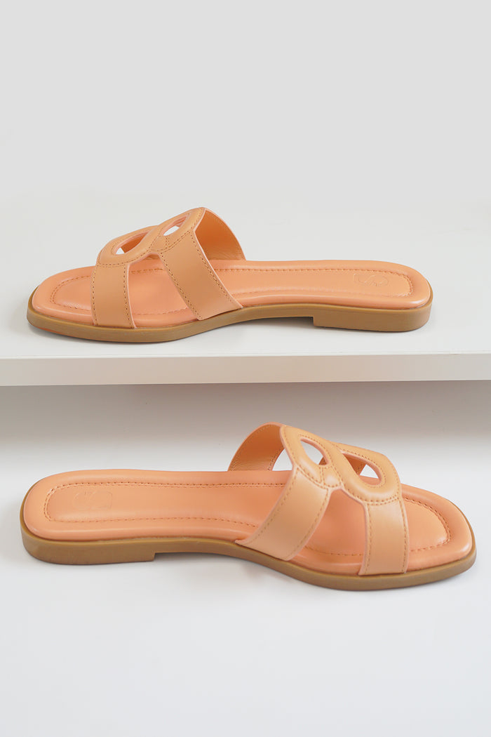 kefi sandal in peach by buttonscarves side view