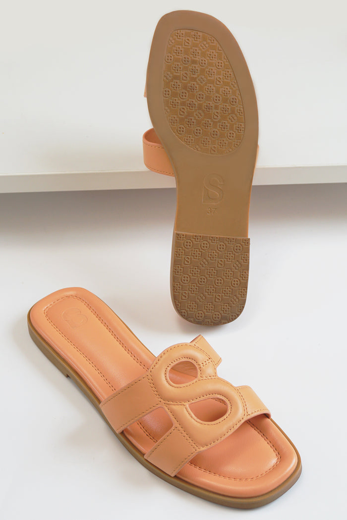kefi sandal in peach by buttonscarves top and bottom view