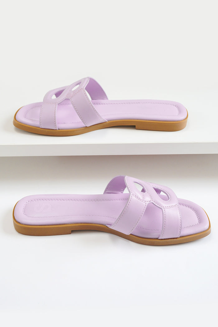 kefi sandal in purple by buttonscarves side view