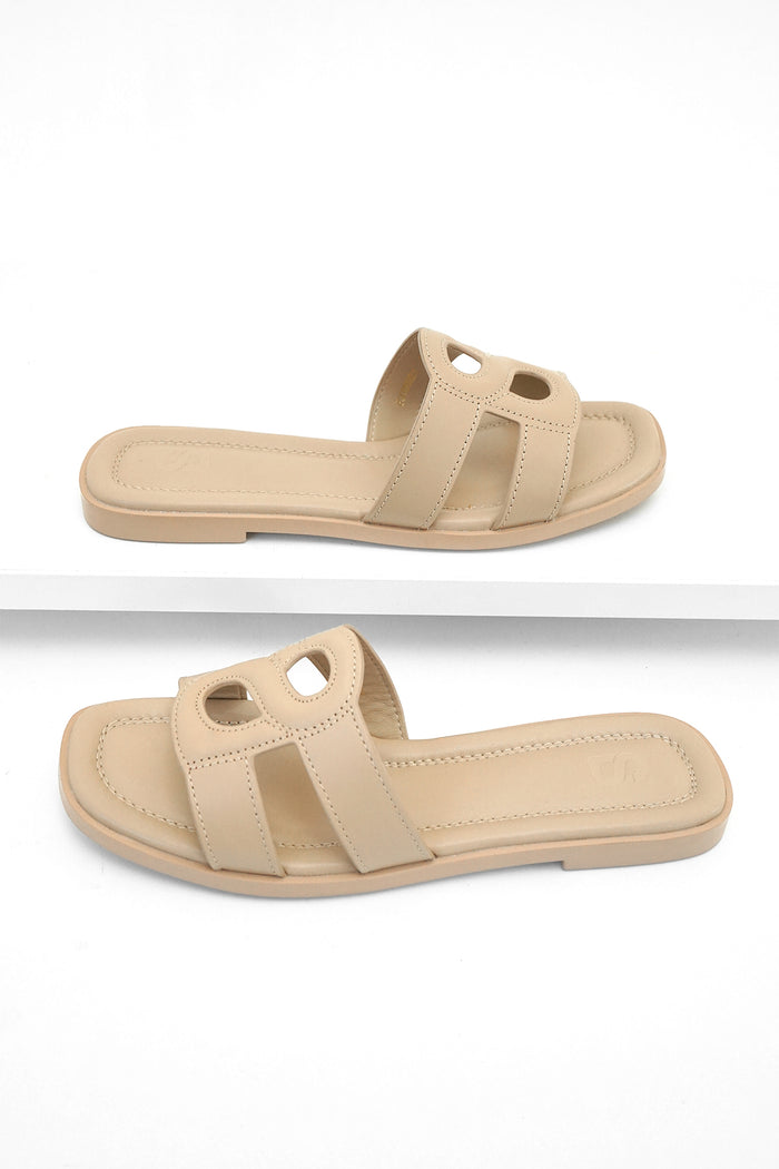kefi sandal in tan by buttonscarves side view