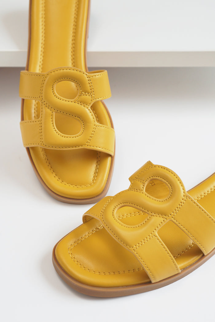 kefi sandal in yellow by buttonscarves detail view