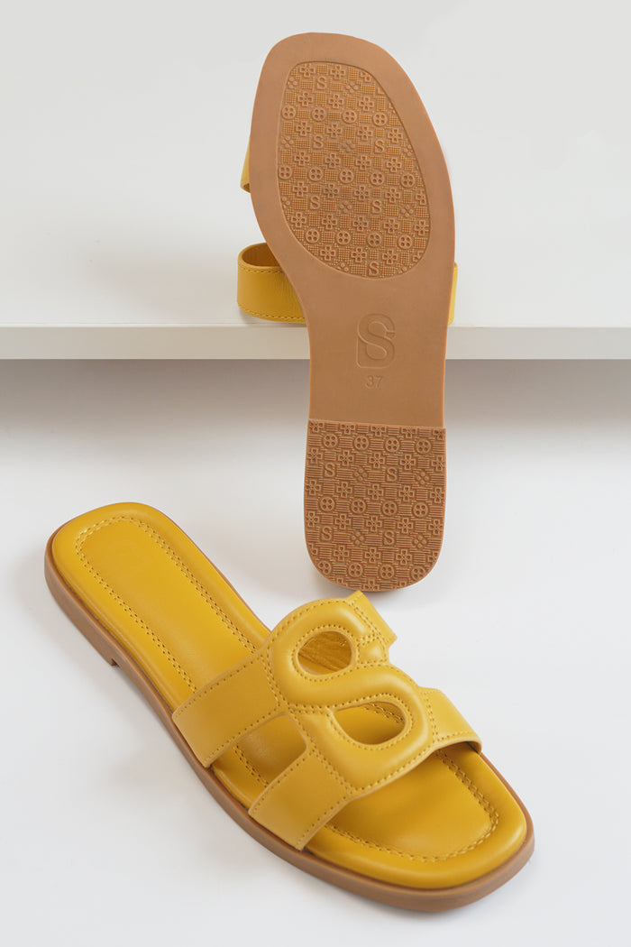 kefi sandal in yellow by buttonscarves top and bottom view