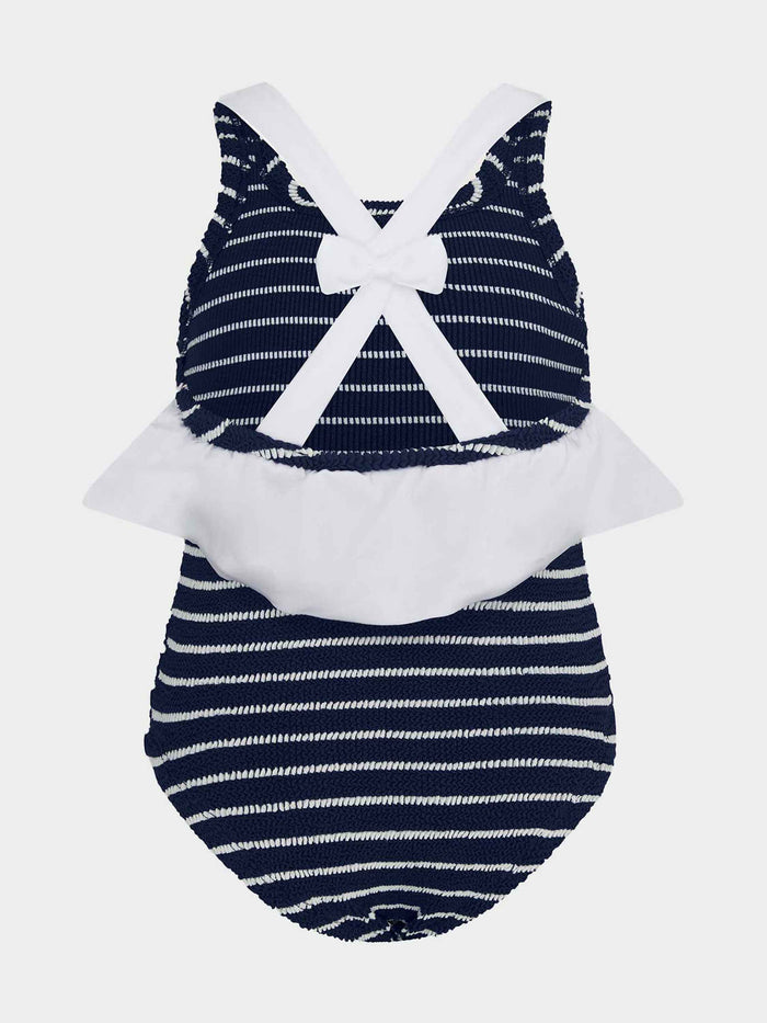 Kids Lara Swim (Ages 7 to 12) - Navy/White Stripe