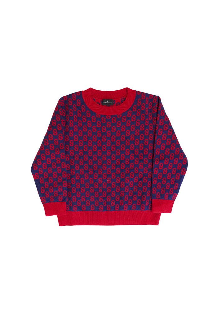 Kids Signature Monogram Sweater - Carmine