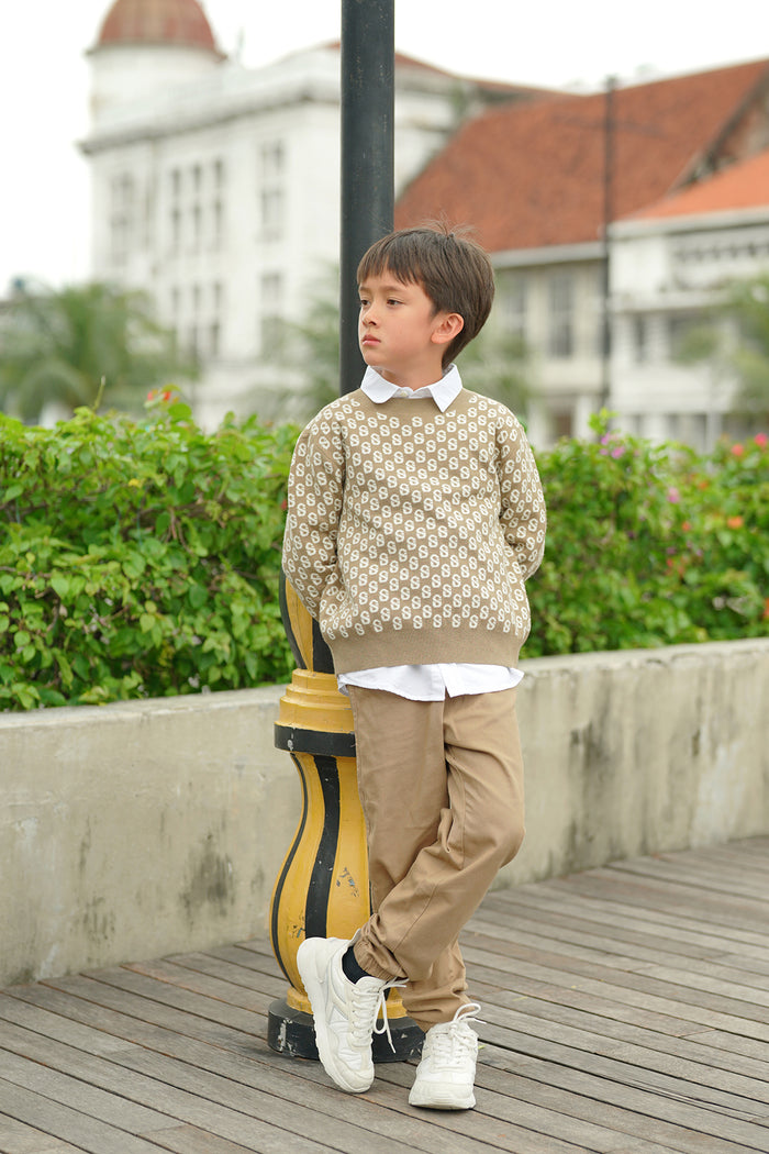 Kids Signature Monogram Sweater - Pale Gold