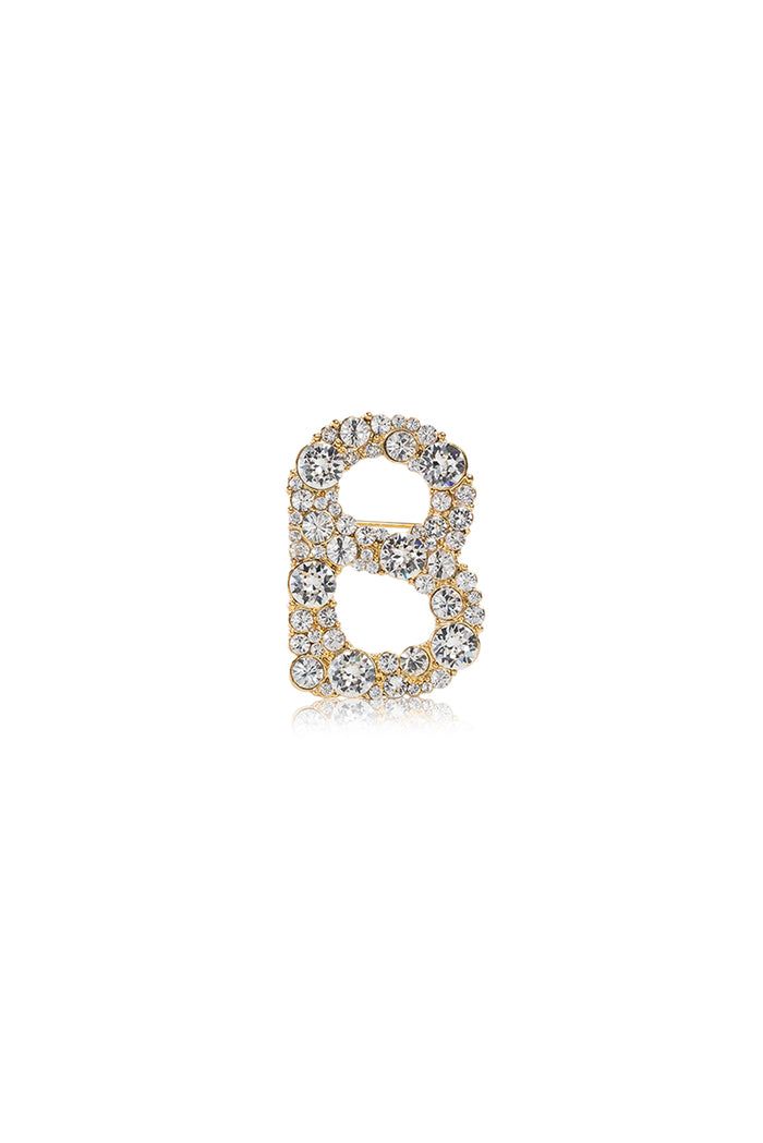 Luxe Signature Crystal Brooch - Gold