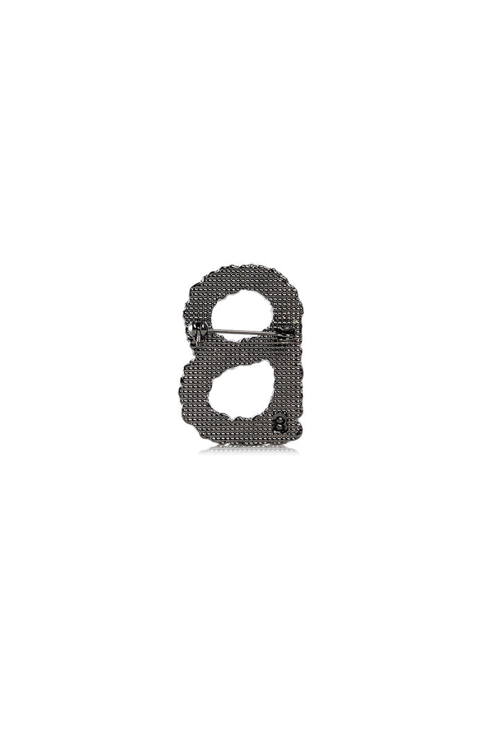 Luxe Signature Crystal Brooch - Hematite