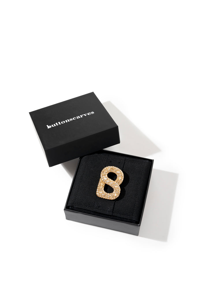 Luxe Signature Multi Crystal Brooch - Golden