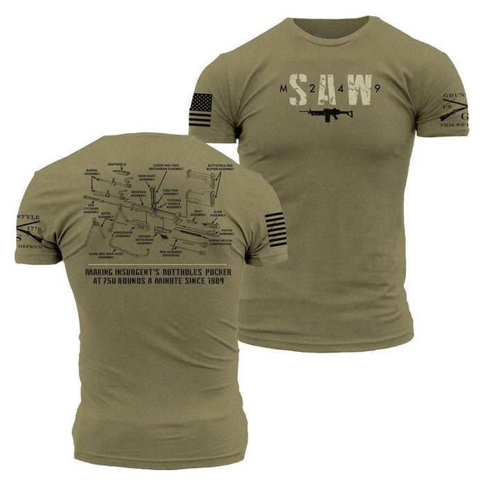 Grunt Style M249 T-Shirt - Military Green T-Shirt