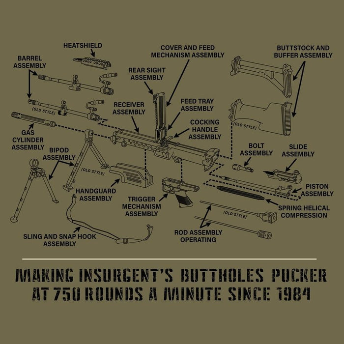 Grunt Style M249 T-Shirt - Military Green artwork