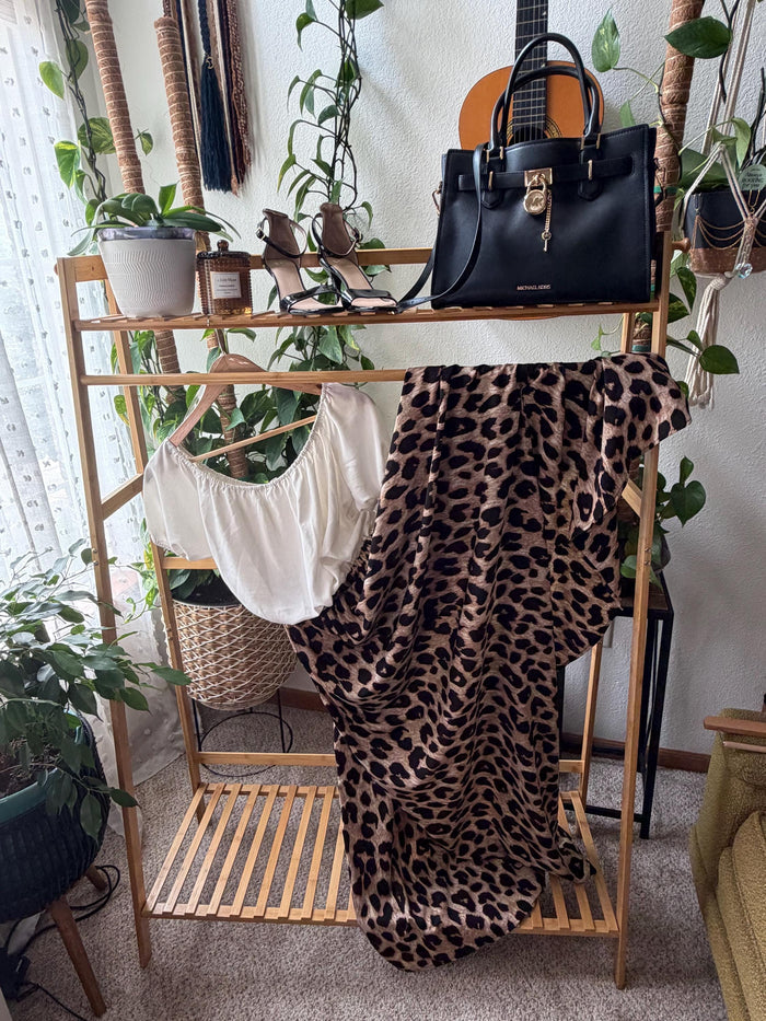 Mainstrip Leopard Print Off-the-Shoulder Midi Dress