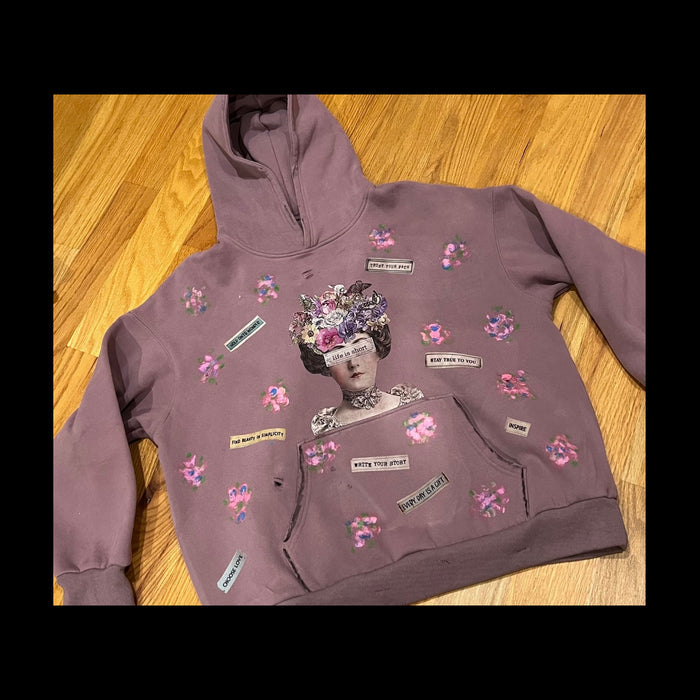Mauve Floral Collage Cropped Hoodie — Trust Your Path
