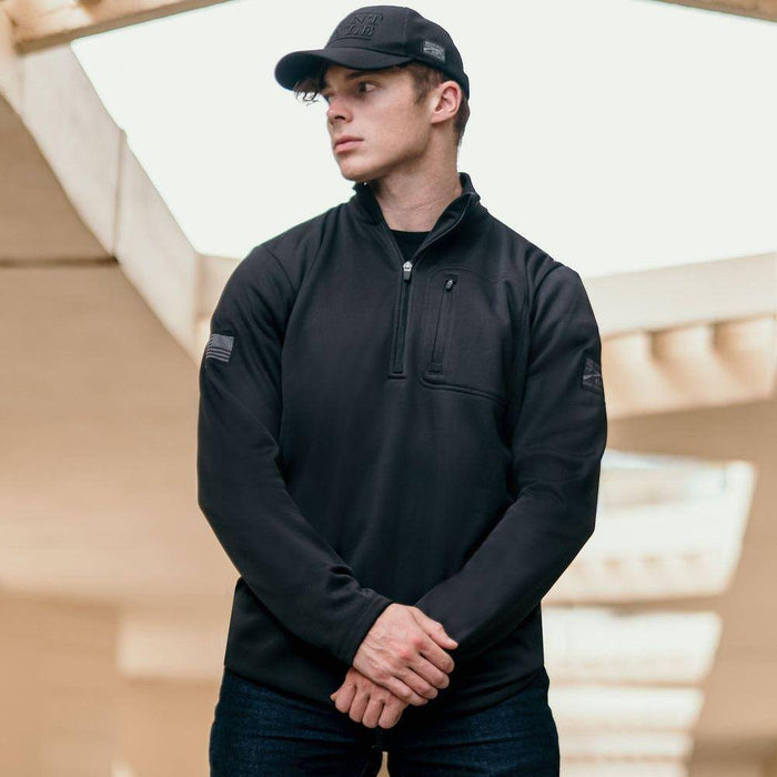 Grunt Style 1/2 Zip Waffle Top - Black