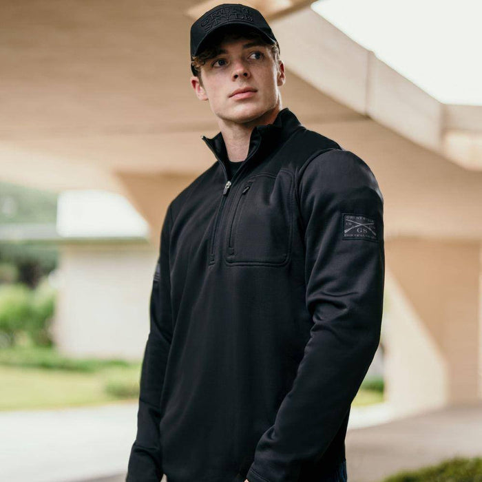 Grunt Style 1/2 Zip Waffle Top - Black