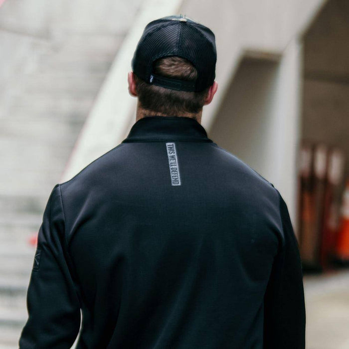 Waffle Grunt Style 1/2 Zip Waffle Top - BlackPullover