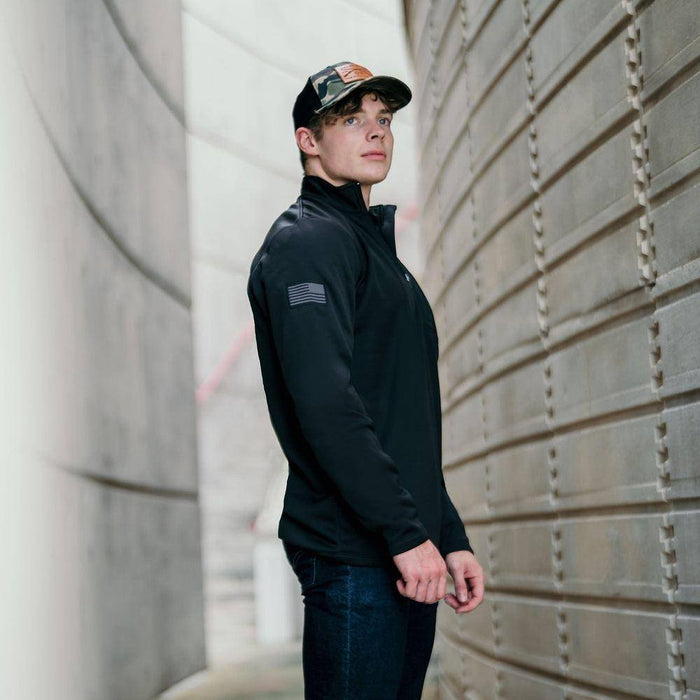 Grunt Style 1/2 Zip Waffle Top - Black