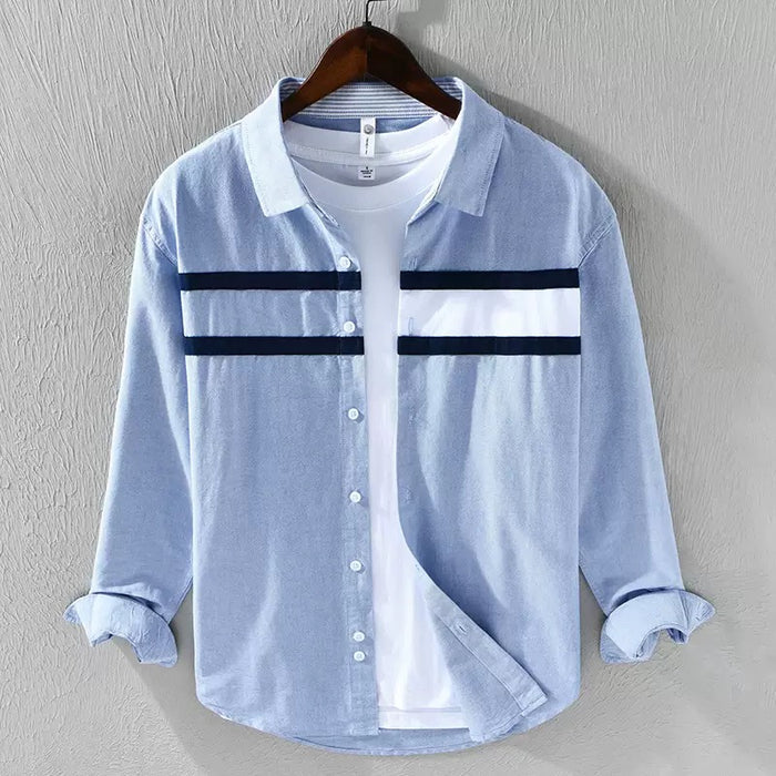 Men’s Color-Block Patchwork Long-Sleeve Cotton Shirt Jacket – 2026